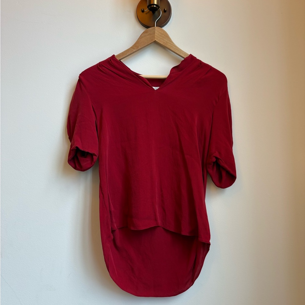 Joie Red Asymmetrical Short Sleeve Tee